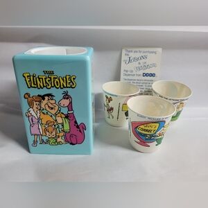 Vintage Flintstones and Jetsons Dixie Cup Disposer and Cups